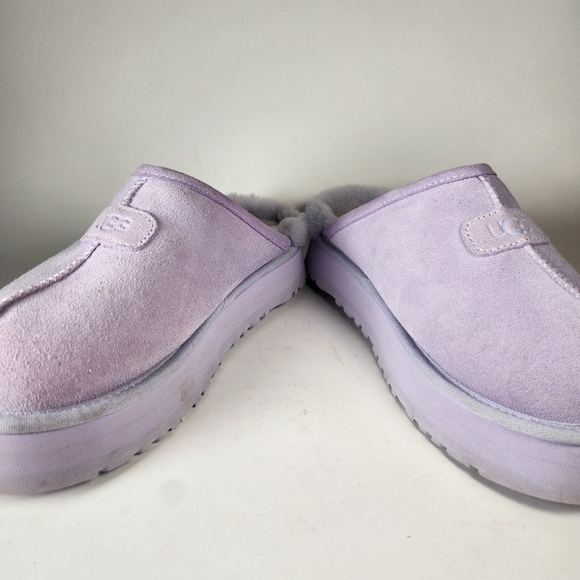 UGG Womens Discoquette Slipper 7 Purple Leather Shearling House Shoes Cozy Clogs - Picture 11 of 11